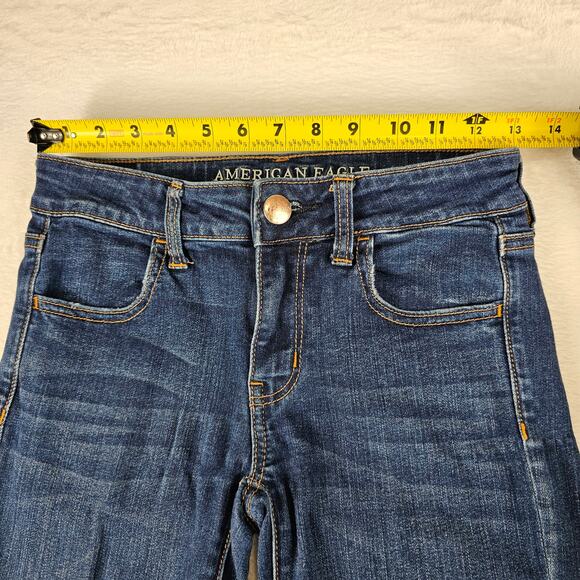 American Eagle Jeans Size 2 Womens Super Stretch Jegging Distressed Raw Hem - Picture 9 of 16